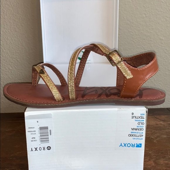 Roxy Gemma Gold Glitter Gladiator Sandals Size 6 - Picture 7 of 14